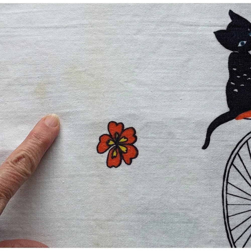 3 5/8 Yds Vintage 60's AMERITEX COTTON FABRIC Victorian Courting Couple Bicycles
